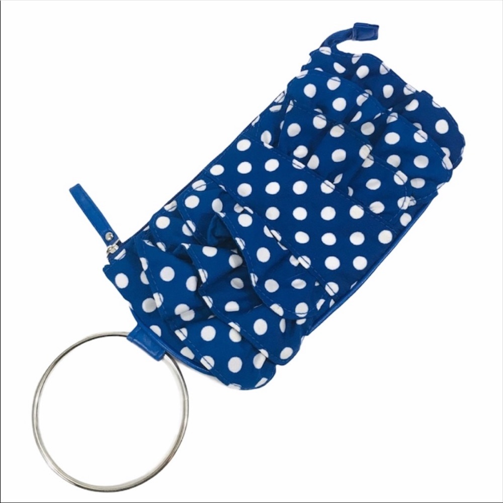 Polka Dot Ruffled Clutch Blue White